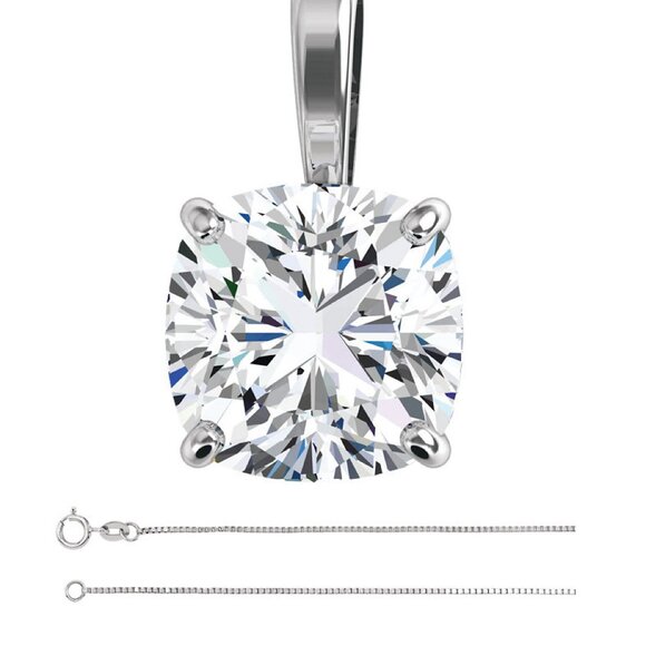Cushion Natural Diamond Pendant 14K Gold (0.92 Ct E Vvs1) Igl C54200001 - Picture 1 of 7